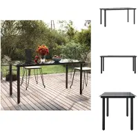 vidaXL Table de jardin noire 160x80x74 cm Acier et verre trempé - Tables de jardin