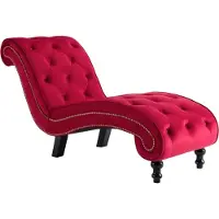Syfax Chaise longue Velours Rouge