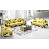 JV Möbel Ensemble Canapé avec LED Jaune Moderne 3pcs JVmoebel