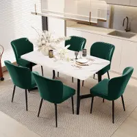 Flieks Chaise de salle à manger, set de 6, chaise rembourrée avec pieds en métal, chaise de cuisine avec revêtement en velours, chaise visiteur chaise de travail, vert