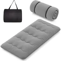 Costway Matelas futon japonais, tatami, matelas de sol, matelas pliable avec housse lavable & sac de transport, matelas de couchage 90 x 200cm Gris