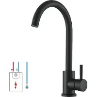 Merkloos Robinet de cuisine basse pression, mitigeur noir, mitigeur monocommande de cuisine, mitigeur d'évier orientable à 360