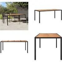 vidaXL Table de jardin 190x90x75 cm Poly rotin et bois d'acacia noir - Table de jardin - Table d'extérieur - Tables d'extérieur