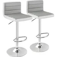 StarTech.com Lot de 2 tabourets de bar - Tabourets de bar de cuisine - Pivotants - Réglables en hauteur de 82 à 102 cm - Pied métallique antidérapant - Repose-pieds - Gris clair