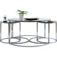 AEA Table basse artistique avec deux tables d'appoint, plateau rond et design épuré