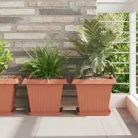 Prolenta Maison Exclusive - Plateau à fleurs carré, 24 pièces, rouge brique, en plastique