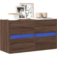 Prolenta Maison Exclusive - Meuble TV avec éclairage LED aspect chêne brun 80x31x45cm