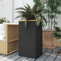Prolenta Maison Exclusive - Bac à plantes noir 40 x 40 x 80 cm en rotin synthétique