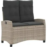 vidaXL Banc de jardin Réglable avec coussins Gris clair Poly rotin