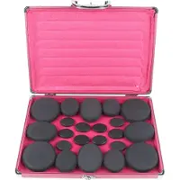 OEM Set de massage aux pierres chaudes, pierres de basalte, boîte chauffante 60W incluse, noir