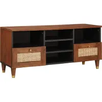 Syfax Meuble TV Marron 100 x 33,5 x 46 cm Bois de mangue massif