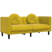 Syfax Canapé avec coussins 2 places jaune velours