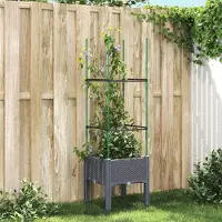 Prolenta Maison Exclusive - Bac à plantes avec treillis bleu gris 40x40x142,5 cm PP
