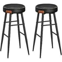 Vasagle Echo Collection Tabouret de bar, lot de 2, tabouret de bar, chaise de cuisine, similicuir, hauteur 90 cm, pour cuisine, salle à manger, montage facile, basic black