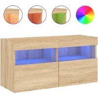 Sonstiges Meuble TV mural avec lumières LED chêne sonoma 80x30x40 cm