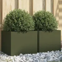 Prolenta Maison Exclusive - 2 bacs à plantes vert olive 32 x 30 x 29 cm en acier