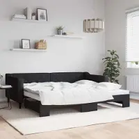 Prolenta Maison Exclusive - Canapé-lit convertible noir 90 x 200 cm, tissu