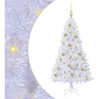 Syfax Sapin de Noël artificiel avec 150 LED Blanc 150 cm PVC et Acier