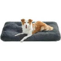 Feandrea Lit pour chien, tapis pour animaux domestiques, doux, 110 x 73 cm, rembourrage doux, lavable en machine, coussin pour chiens, multifonctionnel, gris foncé