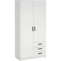 Dmora Armoire Sultani - 2 Portes, 99x200h cm Blanc, 4 Étagères