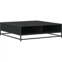 Syfax Table basse noir 100x100x30 cm bois d'ingénierie et métal
