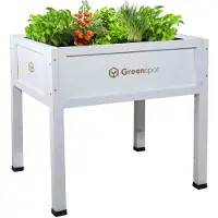 QLS Bac surélevé en bois 80x45 cm-Balcon Bac à herbes résistant aux intempéries avec voile blanc 11274