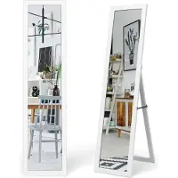 StarTech.com Miroir corps entier 2 en 1 - Miroir sur pied et mural - Cadre en bois - 37 x 155 cm - Miroir de dressing/vestiaire - Blanc