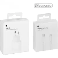 Apple 20W USB-C Power Adapter (adaptateur secteur) chargeur + 2m USB-C to Lightning Charge Cable pour iPhone 14 13 12 11 X Pro Max