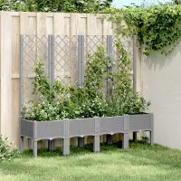 Prolenta Maison Exclusive - Bac à plantes avec treillis gris clair 160x40x142 cm PP