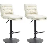 CLP 2x chaise de bar Damar - tissu, structure noire - crème