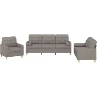 vidaXL Ensemble de canapés 3 pièces avec coussins Tissu Taupe