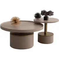 AEA Set Table d'appoint Tables basses Design Luxe Salon Meubles Rond Bois