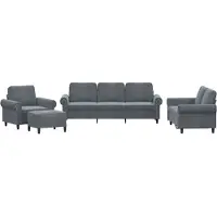 Syfax Ensemble de canapés 4 pcs avec coussins Gris foncé Velours