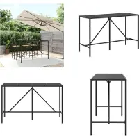 vidaXL Table de bar avec plateau en verre Noir 180x70x110 cm Poly Rotin - Table de bar avec plateau en verre - Tables de bar avec plateau en verre - Table de fête - Bistrotisch