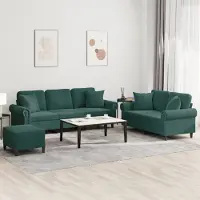 Prolenta Maison Exclusive - Ensemble de canapés 3 pièces avec coussins en velours vert foncé