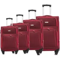 Cheffinger Set de 4 valises en tissu de haute qualité avec capacité extensible et roues 360° Rouge