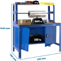Simon Rack SIMONWORK BT4 CABINET 900 BLEU/BOIS Établi en métal