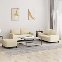 Prolenta Maison Exclusive - Ensemble de canapés 3 pièces avec coussins, tissu crème