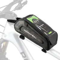 RockBros Sacoche de vélo Sacoche de cadre Imperméable Sacoche de téléphone portable pour smartphone jusqu'à 6,8 pouces, Noir + camouflage