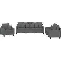 vidaXL Ensemble de canapés 3 pièces avec coussins Tissu gris foncé