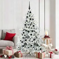 Prolenta Arbre de Noël blanc pliable, de qualité supérieure, 180 cm, en PVC et en acier