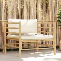 Prolenta Maison Exclusive - Canapé de jardin avec coussins, blanc crème, en bambou