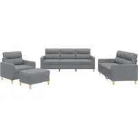 Syfax Ensemble de canapés 4 pcs avec coussins Gris clair Tissu