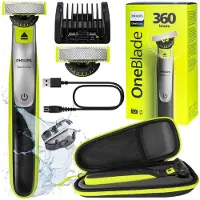 Philips OneBlade Rasoir QP2734/23 + étui, vert/noir, 2x lame 360