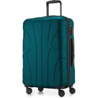 Suitline - Valise rigide moyenne avec joint d'expansion Check-In Bagages Trolley extensible Valise à roulettes Valise de voyage, taille M, 4 roulettes, TSA, 66 cm, 100% ABS,Aquagrün