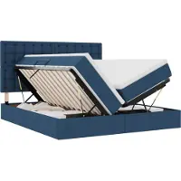 Syfax Lit de rangement LED avec matelas Bleu 200 x 200 cm Tissu