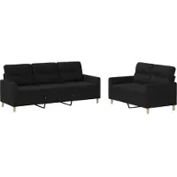 Syfax Ensemble de canapés 2 pcs avec coussins Noir Tissu