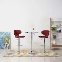 Prolenta Maison Exclusive - Lot de 2 tabourets de bar en similicuir bordeaux