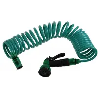 Rosa Kit de tuyau spiralé 7,5 m, pistolet, raccord rapide, adaptateur