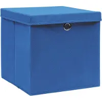 vidaXL Boîtes de rangement avec couvercles 10 pcs. Bleu 32x32x32 cm Tissu